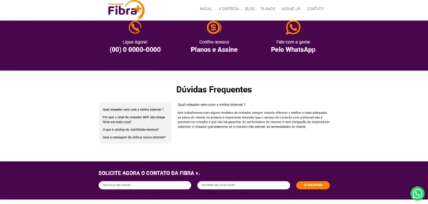 Site pronto para Provedor de internet