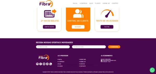Site pronto para Provedor de internet
