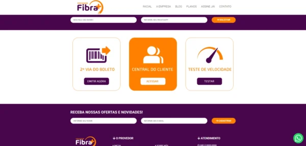 Site pronto para Provedor de internet